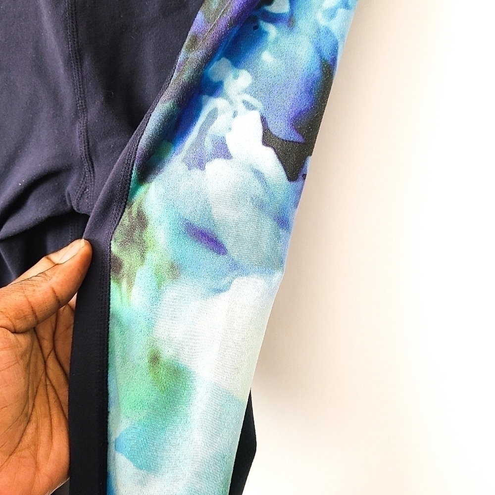 Athleta high rise bloom chaturanga full length legging Size S dark blue floral - Picture 6 of 6